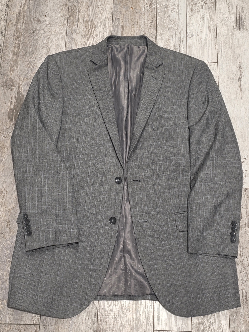 42R Men's Bocaccio Uomo Patterned Blazer Gray 2 Button Sport Coat
